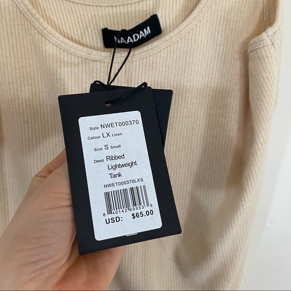 NWT Nadaam Ribbed Lightweight Tank Cashmere Blend Linen Cream Scoop Neck Small - Picture 2 of 6